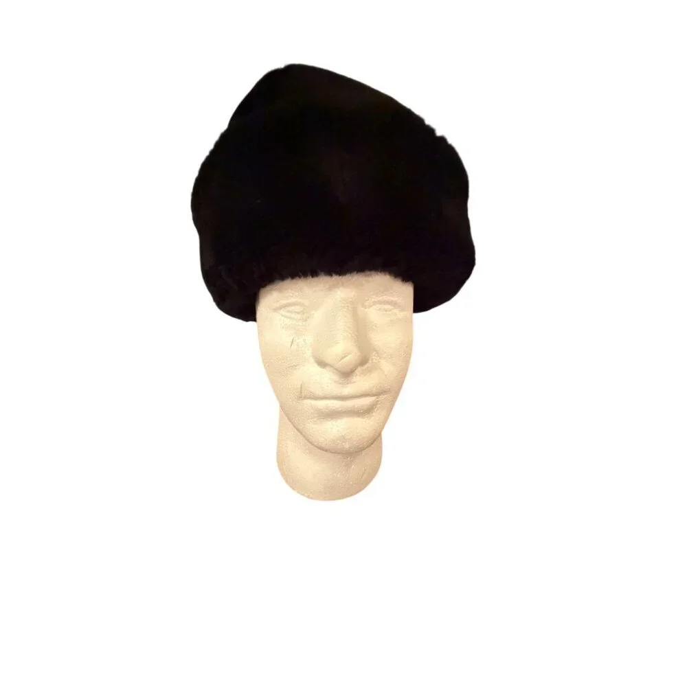 Surell x Saks Fifth Avenue Womens Shearling Fur Snowball Hat Size XL Black